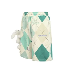 13De Marzo Plush Bunny Vintage Diamond Pattern Shorts