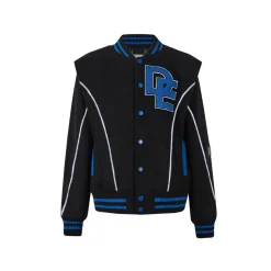 13De Marzo Plush Luminous Bear Baseball Jacket Black