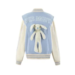 13De Marzo Plush Luminous Rabbit Baseball Jacket Blue