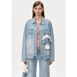 13De Marzo Plush Rabbit Denim Doozoo Jacket Blue