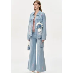 13De Marzo Plush Rabbit Denim Doozoo Jacket Blue