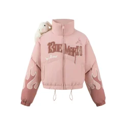 13De Marzo Plush Rabbit Flame Down Jacket Pink