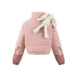 13De Marzo Plush Rabbit Flame Down Jacket Pink