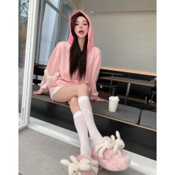 13De Marzo Plush Rabbit Furry Slipper Pink