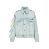 13De Marzo Rainbow Bear Line Retro Denim Jacket