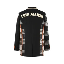 13De Marzo Retro Bear Plaid Patch Suit Jacket