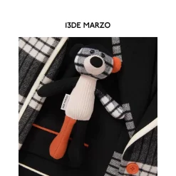 13De Marzo Retro Bear Plaid Patch Suit Jacket
