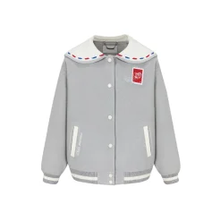 13De Marzo Sailor Collar Love Letter Baseball Jacket Grey
