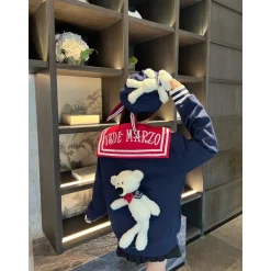 13 De Marzo Sailor Collar Plush Bear Sweater Navy