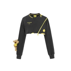 13De Marzo Sidelong Zipper Short Sweater Black