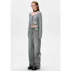 13De Marzo Signature Logo Pocket Loose Jeans Gray