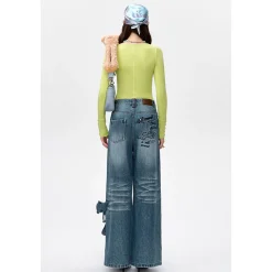 13De Marzo Signature Logo Pocket Loose Jeans Blue