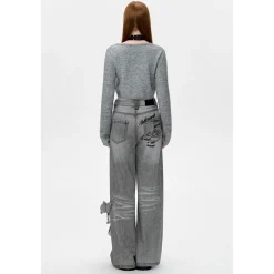 13De Marzo Signature Logo Pocket Loose Jeans Gray