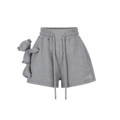 13De Marzo Sparkly Bear Wide-Leg Casual Shorts Gray