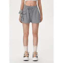 13De Marzo Sparkly Bear Wide-Leg Casual Shorts Gray