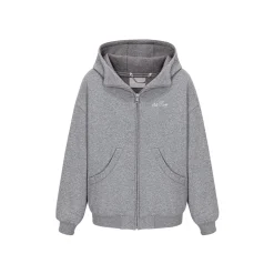 13De Marzo Sparkly Bear Zip Up Casual Hoodie Gray