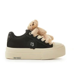13De Marzo Thick-Soled Patch Canvas Sneaker Black
