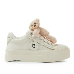 13De Marzo Thick-Soled Patch Canvas Sneaker Beige