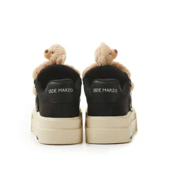 13De Marzo Thick-Soled Patch Canvas Sneaker Black