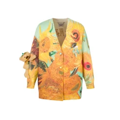 13De Marzo Van Gogh Masterpiece Knit Cardigan Yellow