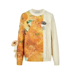 13De Marzo Van Gogh Masterpiece Jacquard Knit Sweater Beige