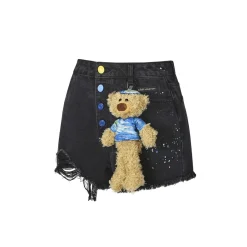 13De Marzo Van Gogh Masterpiece Denim Shorts Black