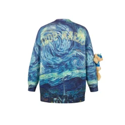 13De Marzo Van Gogh Masterpiece Knit Cardigan Blue