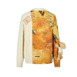 13De Marzo Van Gogh Masterpiece Jacquard Knit Sweater Beige