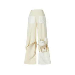 13De Marzo Weave Knit Patch Wrinkle Pants Beige