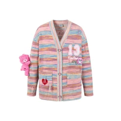 13De Marzo X Care Bears Colored Striped Cardigan Pink