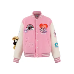 13De Marzo X Care Bears Fleece Baseball Jacket Pink