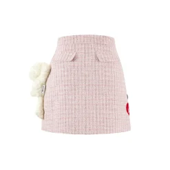 13De Marzo X Care Bears Heart Button Tweed Skirt Pink