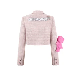13De Marzo X Care Bears Heart Button Tweed Short Jacket Pink