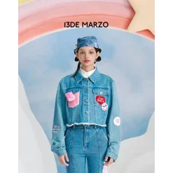 13De Marzo X Care Bears Raw Edge Short Denim Jacket