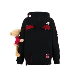 13De Marzo X Coca-Cola Bear Destroyed Knit Hoodie Black