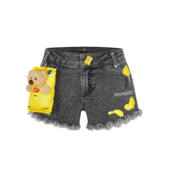 13De Marzo X Lay's Bear Washed Denim Shorts Gray