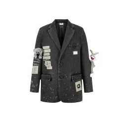 13De Marzo X Looney Tunes Bugs Bunny Painting Denim Suit Black