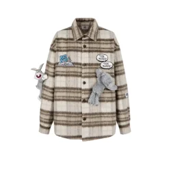 13De Marzo X Looney Tunes Bugs Bunny Plaid Shirt Coat Brown