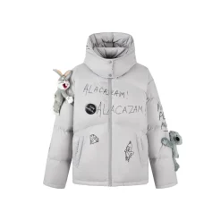 13De Marzo X Looney Tunes Bugs Bunny Sketch Down Jacket Grey