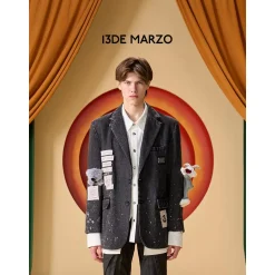 13De Marzo X Looney Tunes Bugs Bunny Painting Denim Suit Black