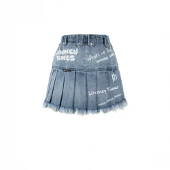 13De Marzo X Looney Tunes Bugs Bunny Denim Skirt Washed Blue