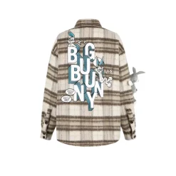 13De Marzo X Looney Tunes Bugs Bunny Plaid Shirt Coat Brown