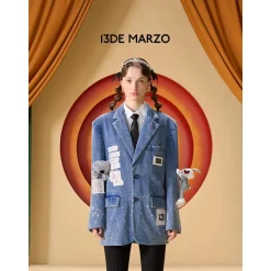 13De Marzo X Looney Tunes Bugs Bunny Painting Denim Suit Blue