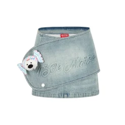 13De Marzo X PEKO Sweet Bear Low-Rise Mini Denim Skirt Blue