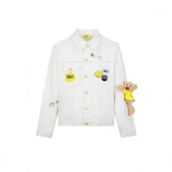 13 De Marzo X Smiley Broken Suture Denim Jacket White
