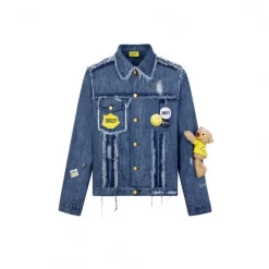 13 De Marzo X Smiley Broken Suture Denim Jacket Blue