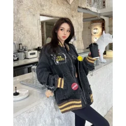 13 De Marzo X Smiley Broken Pin Denim Jacket Black