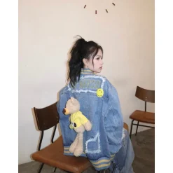13 De Marzo X Smiley Broken Pin Denim Jacket Blue