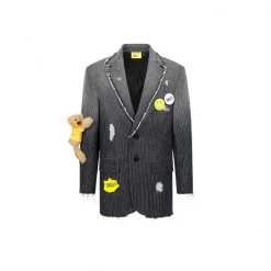13 De Marzo X Smiley Gradient Suit Jacket Washed Black
