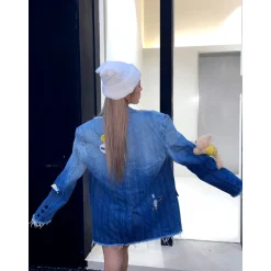 13 De Marzo X Smiley Gradient Suit Jacket Washed Blue